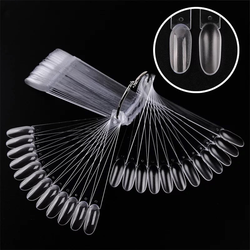 50 Pcs Oval Clear Nail Tips Sticks Plastic Nail Display Wheel #79190 - Premier Nail Supply 