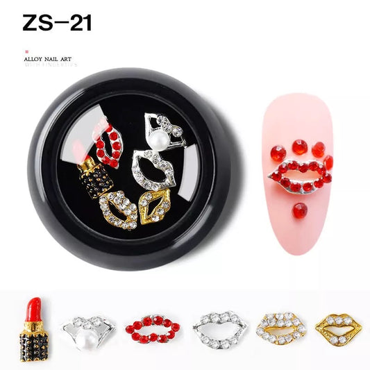 Alloy Luxury Nail Art Diamonds Crystal 6pcs Mix ZS-21 - Premier Nail Supply 