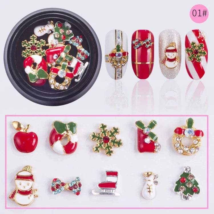 Rhinestone 3D Christmas Nail Design- 01 - Premier Nail Supply 