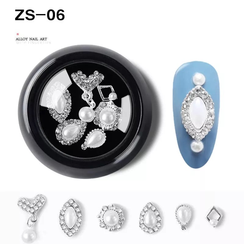 Alloy Luxury Nail Art Diamonds Crystal 6pcs Mix ZS-06 - Premier Nail Supply 