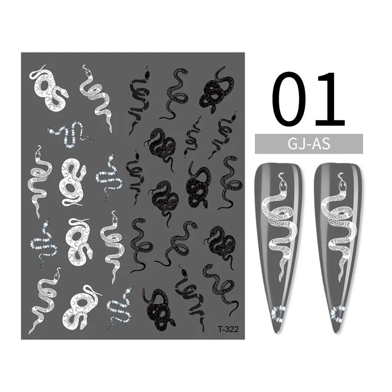 Black & White Snake T322 - Premier Nail Supply 