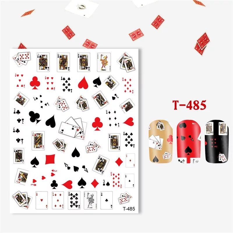 Playing Card Nail Art Sticker T485 - Premier Nail Supply 