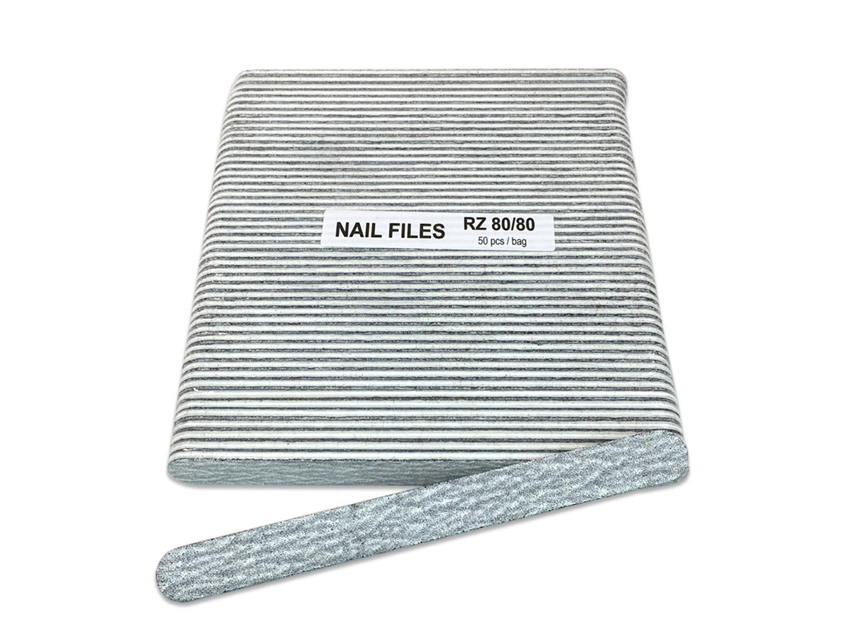 B20 - Nail File Round Zebra Gray Mini 80/80 ( 50 pcs/pk )- #50017 - Premier Nail Supply