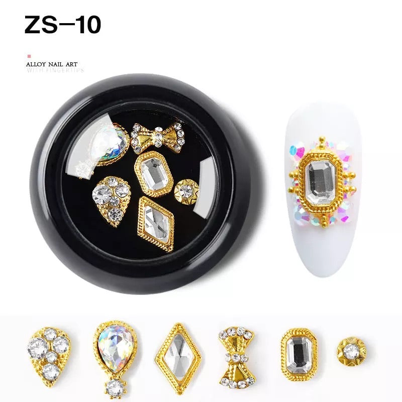 Alloy Luxury Nail Art Diamonds Crystal 6pcs Mix ZS-10 - Premier Nail Supply 
