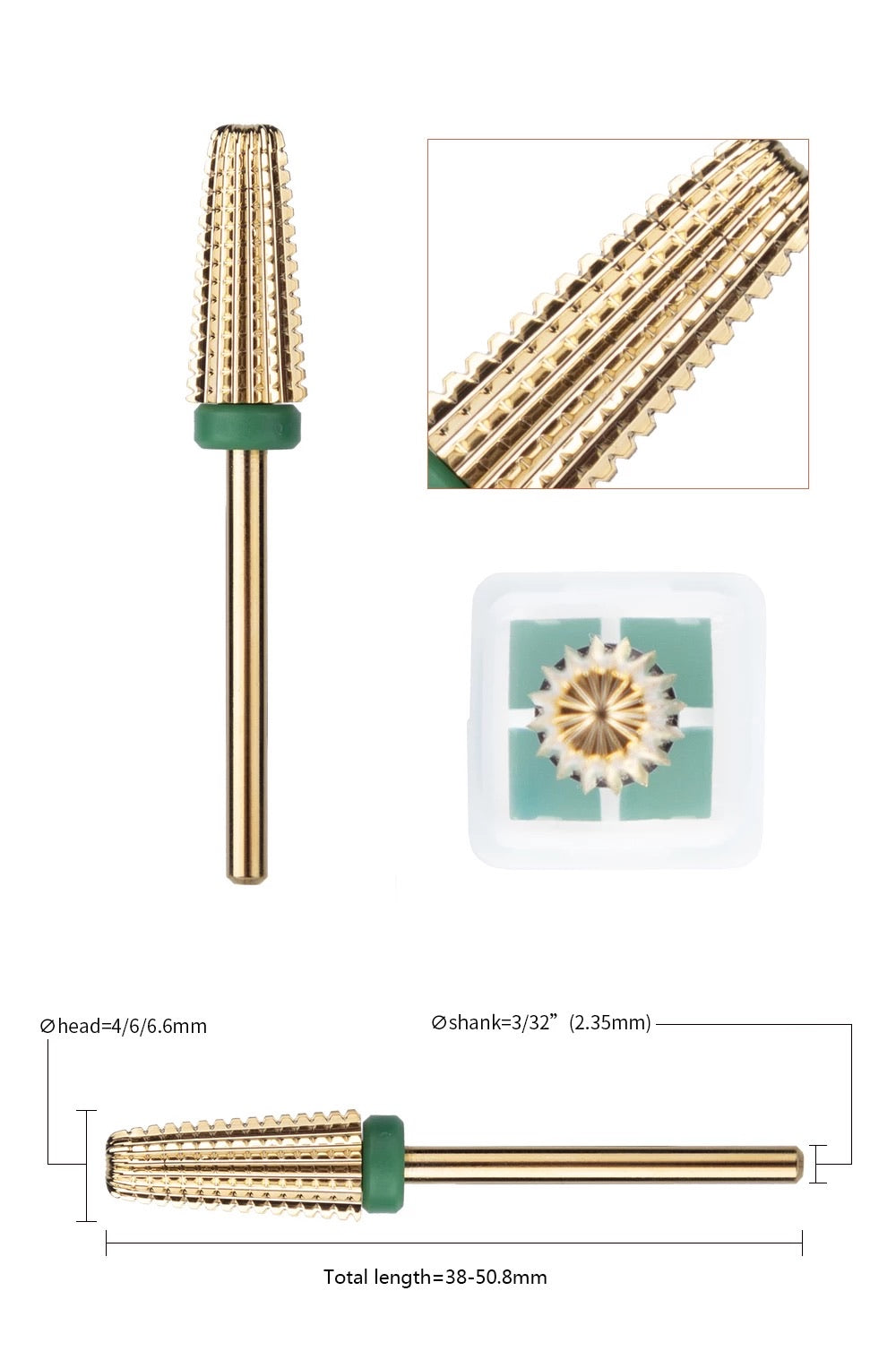 Drill bit Umbrella 3/32 Gold F - TLR - Premier Nail Supply 