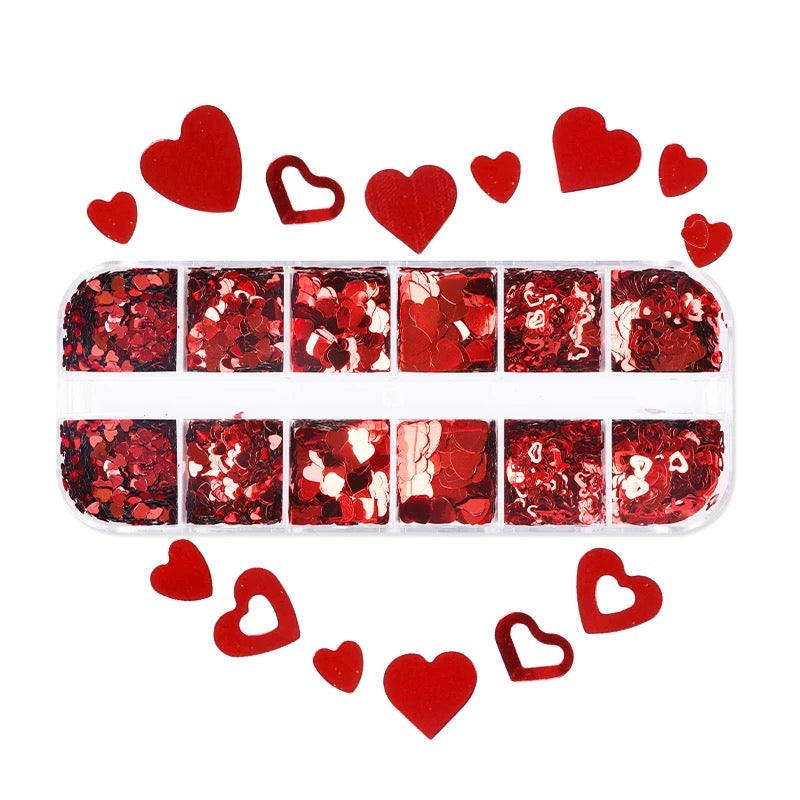 Red Heart Sequins 12 Styles - Premier Nail Supply 