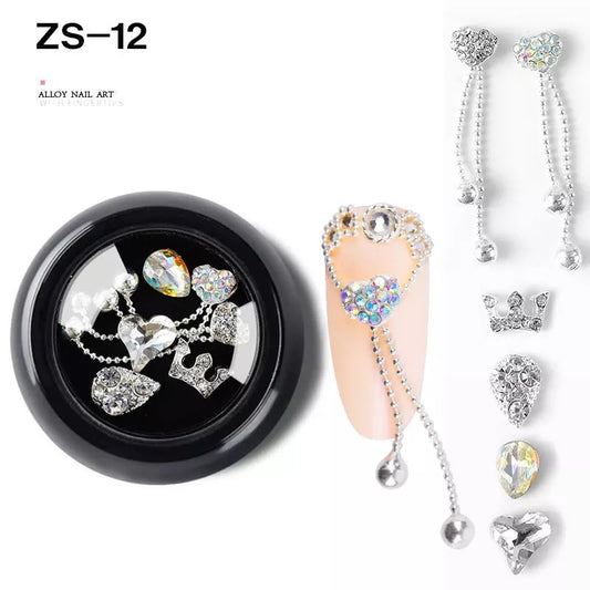 Alloy Luxury Nail Art Diamonds Crystal 6pcs Mix ZS-12 - Premier Nail Supply 