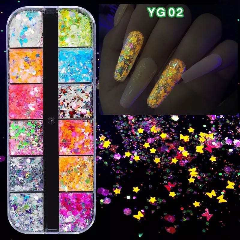 Glowing The Dark Glitter Mix Sequins - #YG02 - Premier Nail Supply 
