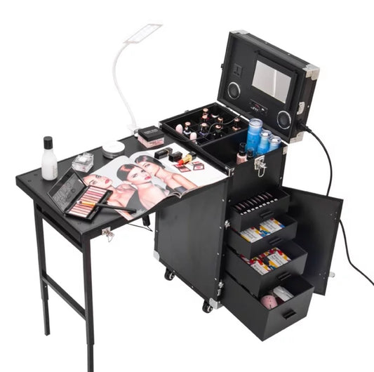 Organization Case Nail Salon Station Portable Manicure Table - #8086 - Premier Nail Supply 