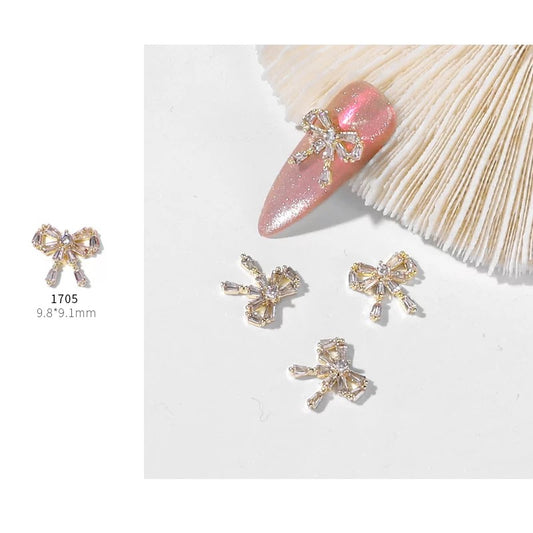 Gold Diamond Bow 2pcs B1705 - Premier Nail Supply 