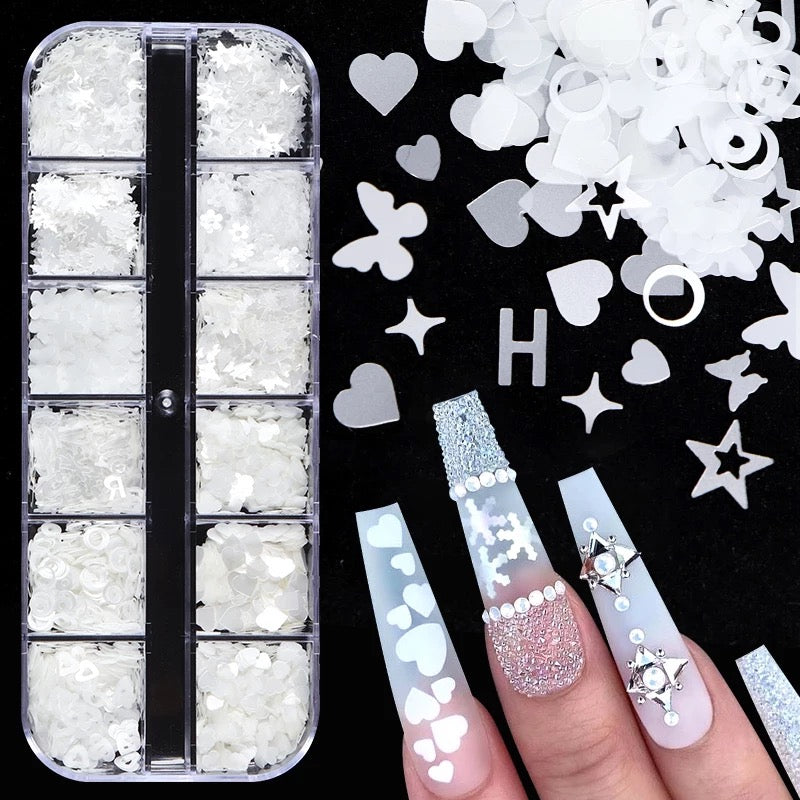 White Heart Sequins - Premier Nail Supply 