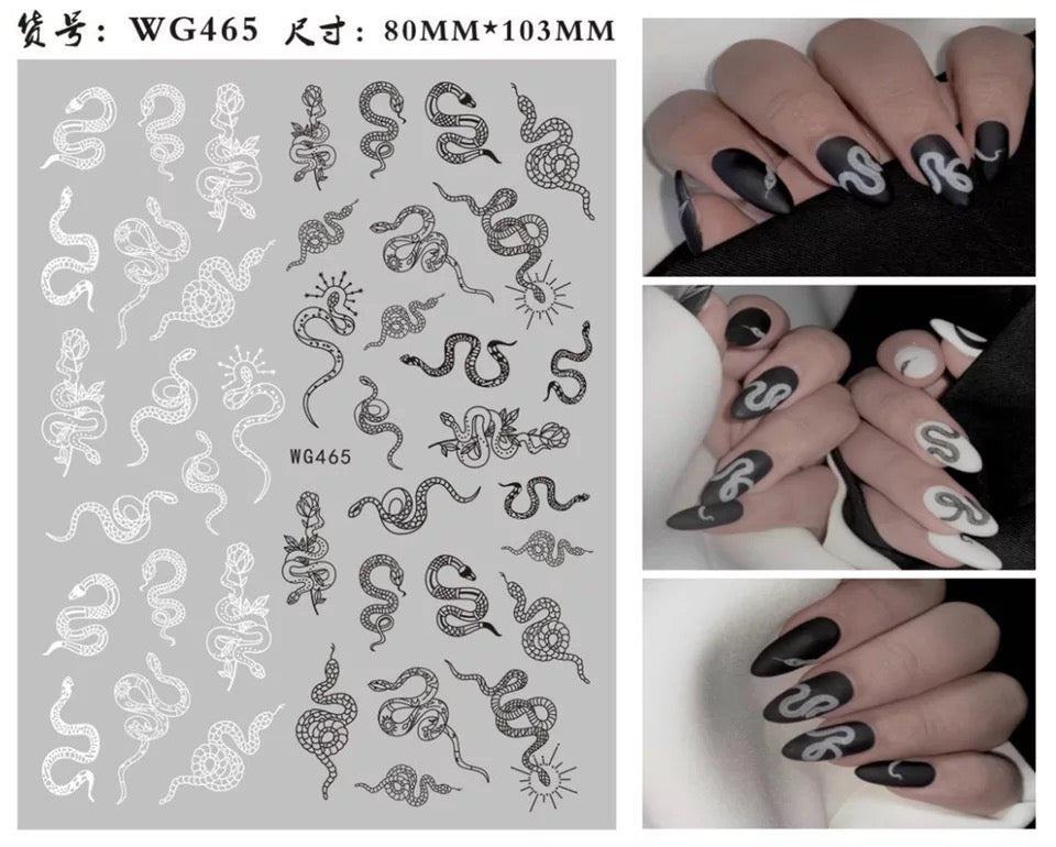 Black & white Snake with Rose WG465 - Premier Nail Supply 