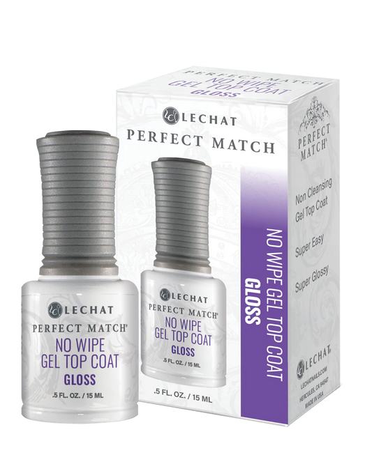 Lechat Perfect Match Gel Topcoat No Wipe Gloss 0.5 oz - #PMGTC - Premier Nail Supply 