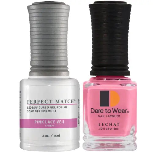 Lechat Perfect Match Gel Polish & Nail Lacquer - Pink Lace Veil 0.5 oz - #PMS049 - Premier Nail Supply 
