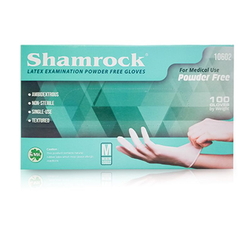 Shamrock - Latex Examination Powder Free 100 Gloves - Premier Nail Supply 